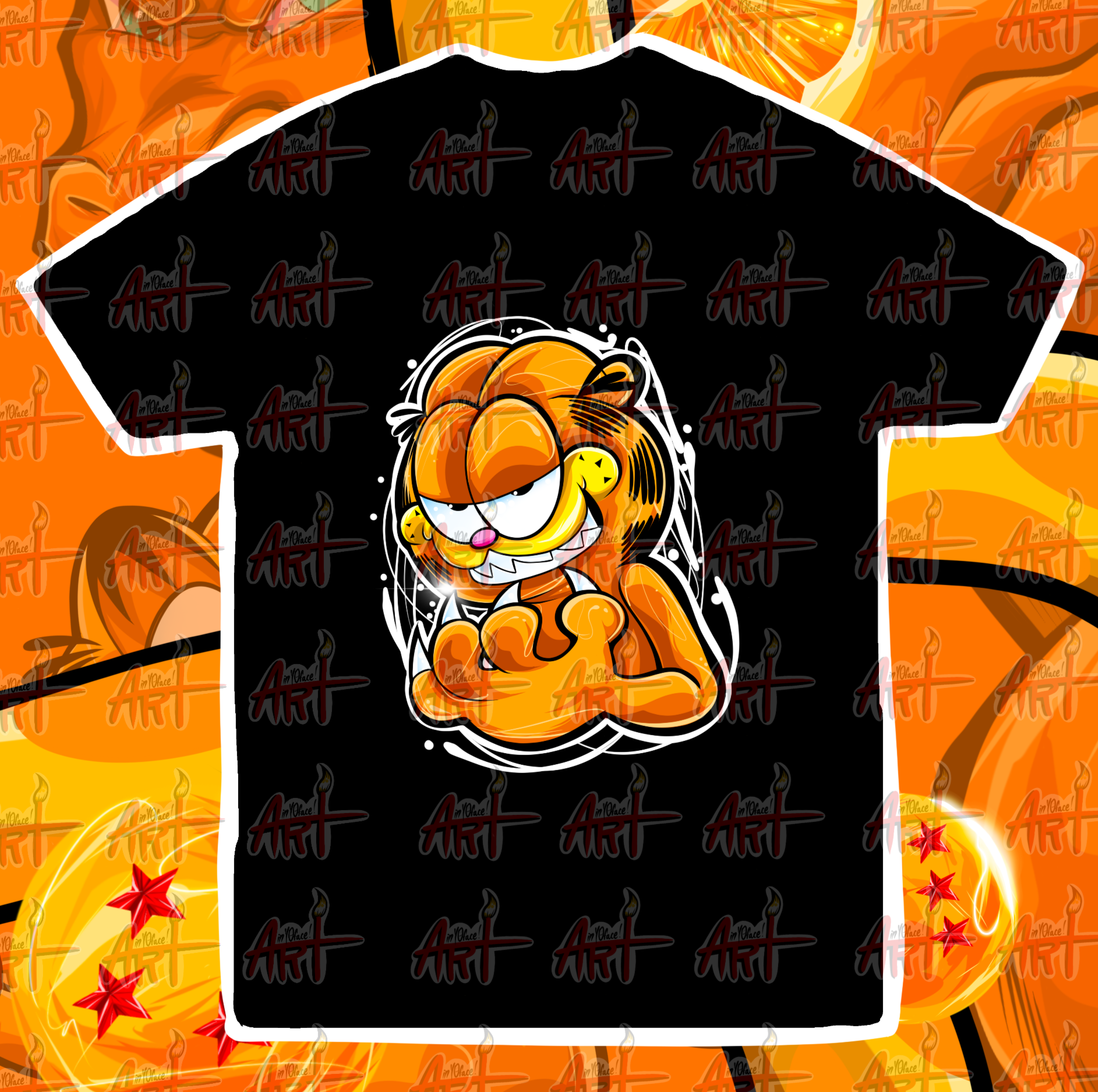 Orange All Stars Cat Graphic Tee