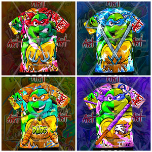 Red, Blue, Orange, And Purple Turtle Shirts Combo Pack